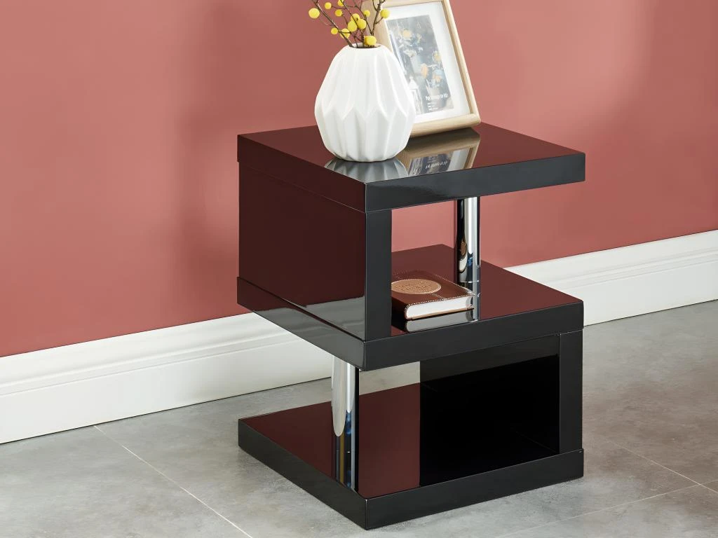 Table D'appoint LYLIA II - MDF Laqué - Avec LEDs - Noir – Image 2