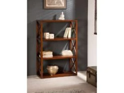 EDEN - Étagère Marron Croisillons 3 Niveaux Bois Mindi