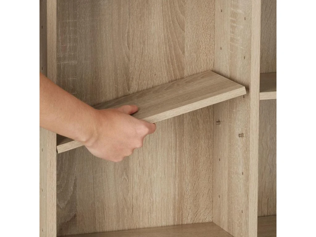 Armoire étagère Bibliothèque Rangement CD / DVD Meuble De Rangement 136,5 Cm Marron 08_0000232 – Image 3