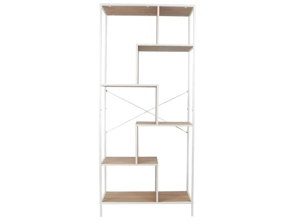 ENDIS - Etagère 6 Niveaux Aspect Bois Et Métal Blanc – Image 3