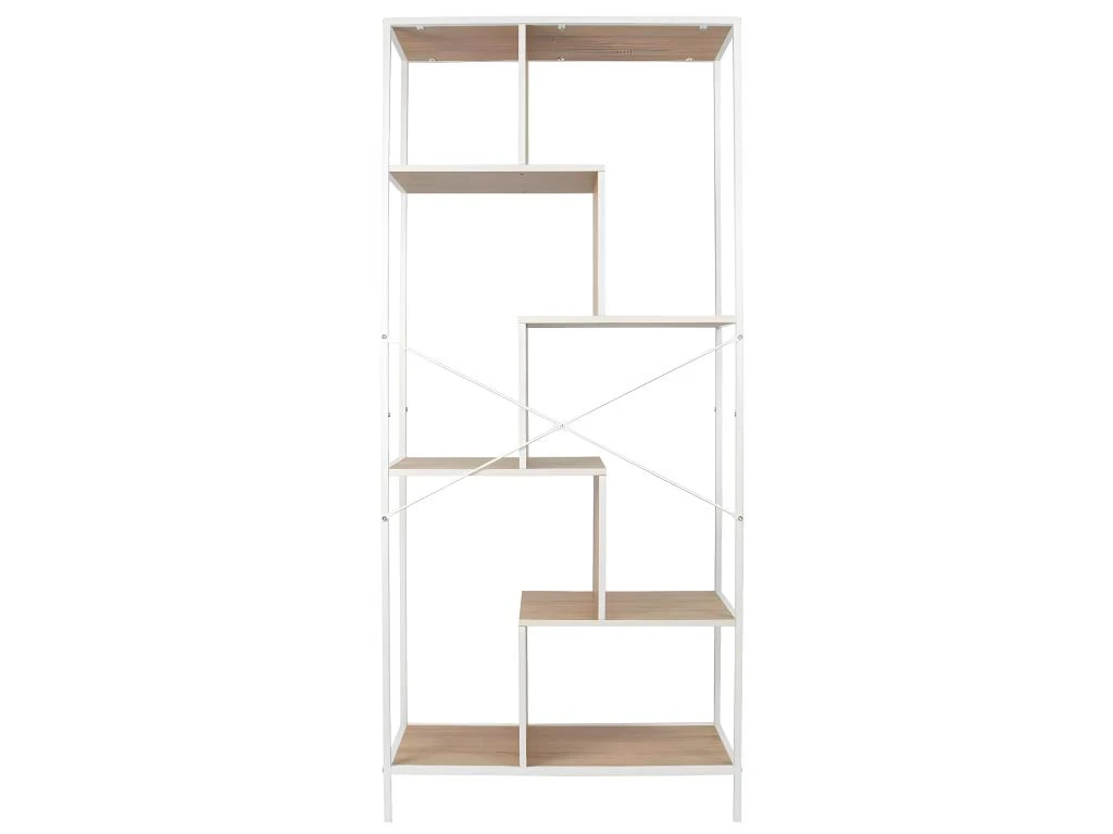 ENDIS - Etagère 6 Niveaux Aspect Bois Et Métal Blanc – Image 4