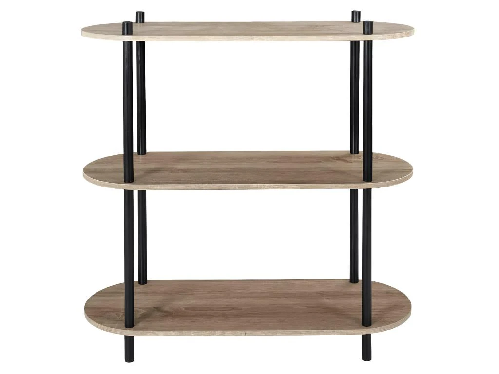 ENTAS - Etagère 3 Tablettes Ovales Aspect Bois Pieds Noirs – Image 3