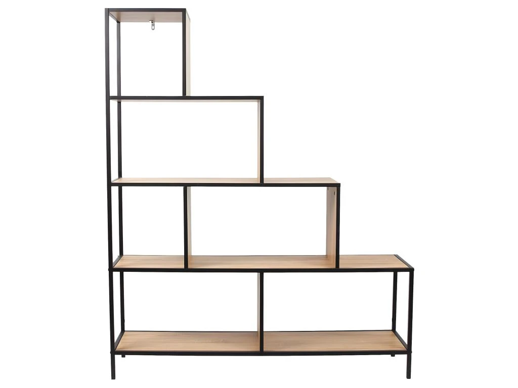 ENDIS - Etagère Escalier 5 Niveaux Aspect Bois Et Métal Noir – Image 3