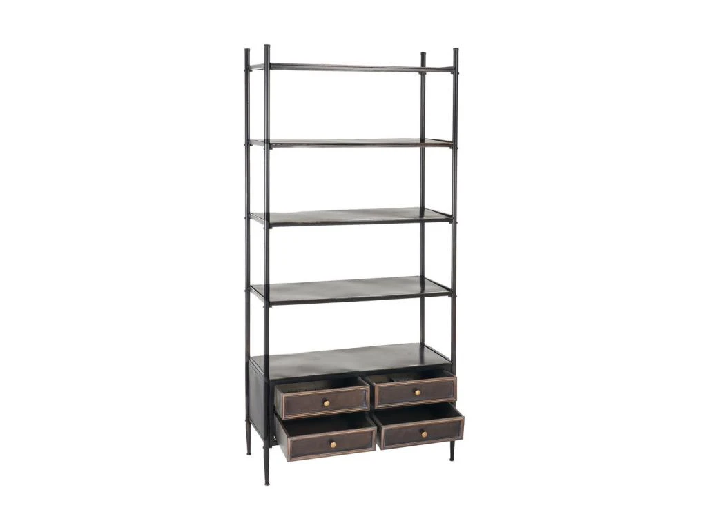 Etagère 4 Niches 4 Tiroirs Noir/Métal - AZZARI – Image 3