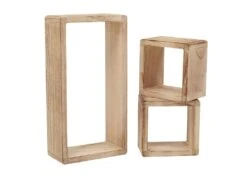 Lot Etagere Biblioteque 2 Carre 1 Rectangle Bois Marron 41x24x9