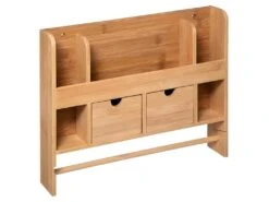Organisateur Mural + 2 Tiroirs En Bambou L.38xP.6,5xH.32cm