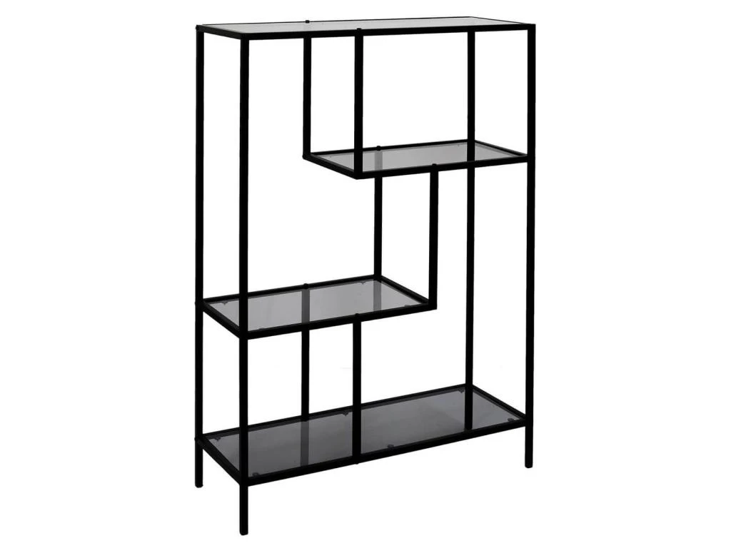 ENDIS - Etagère 4 Niveaux Verre Fumé Et Métal Blanc