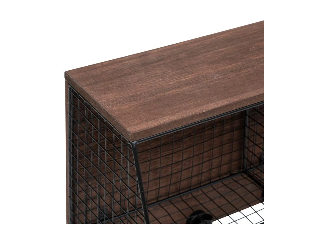 Étagère Murale En Bois Aspect Brocante Et Métal Noir Grillagé L 42 Cm – Image 2