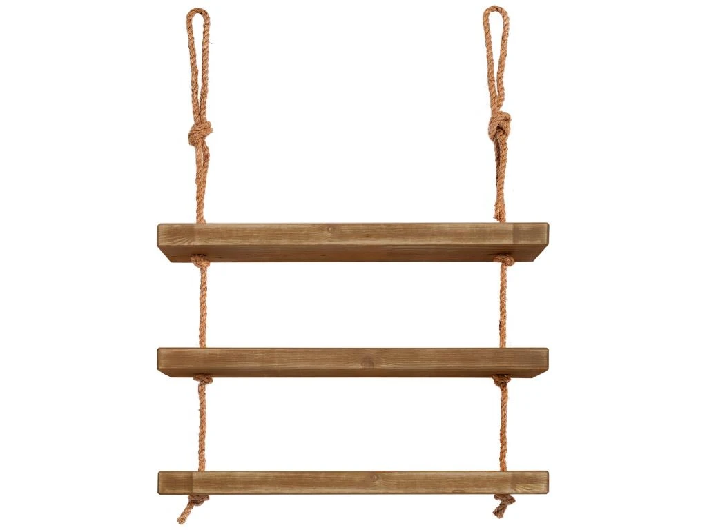 Etagère Suspendue En Bois De Couleur Marron Vieilli à 3 étages 70 Cm