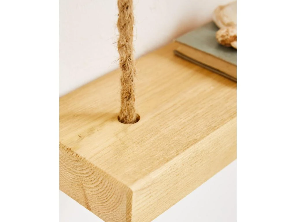 Etagère Suspendue En Bois De Couleur Marron Vieilli à 3 étages 70 Cm – Image 6