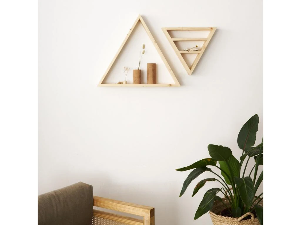 Etagère Triangulaire En Bois D'épicéa Massif De Couleur Beige 40 Cm – Image 2