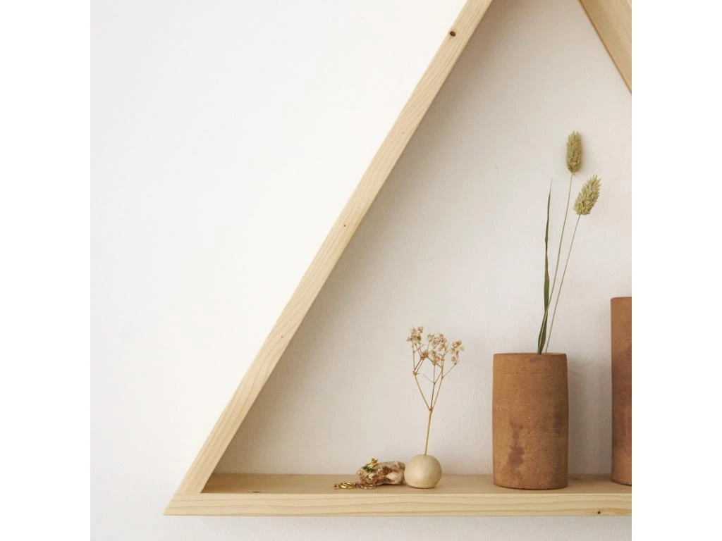 Etagère Triangulaire En Bois D'épicéa Massif De Couleur Beige 40 Cm – Image 4