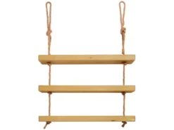 Etagère Suspendue En Bois Massif De Couleur Naturelle à 3 étages 70 Cm