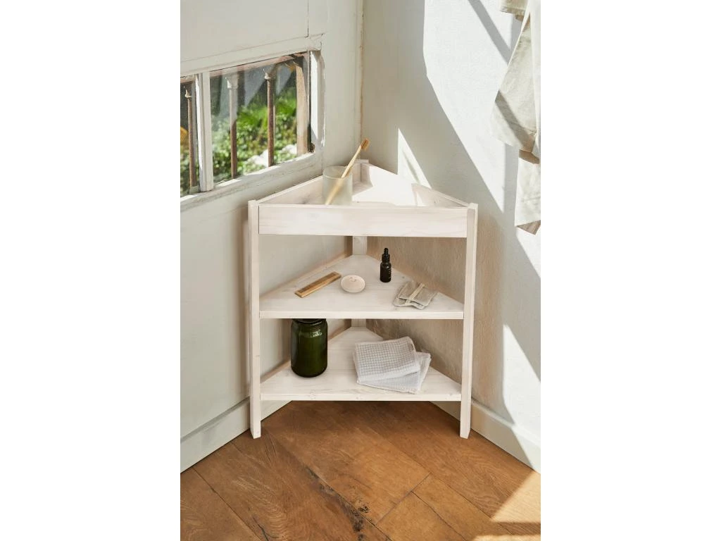 Etagère D'angle En Bois De Couleur Blanc – Image 3