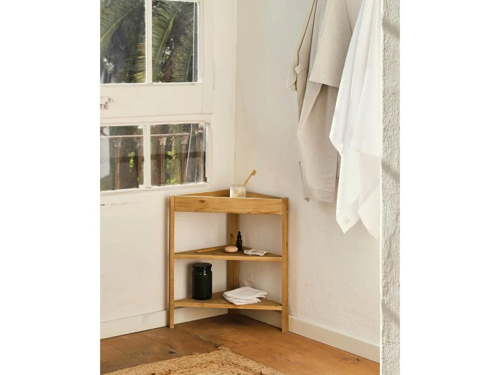 Etagère D'angle En Bois De Couleur Blanc – Image 5