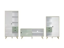 Adelaide Bibliothèque Ensemble De 3 Pièces Blanc,vert.