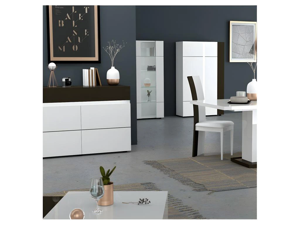 Vaisselier 2 Portes Gris/Blanc Brillant - WATOM – Image 3