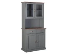 MELINA - Buffet Vaisselier 4 Portes 2 Tiroirs Coloris Gris