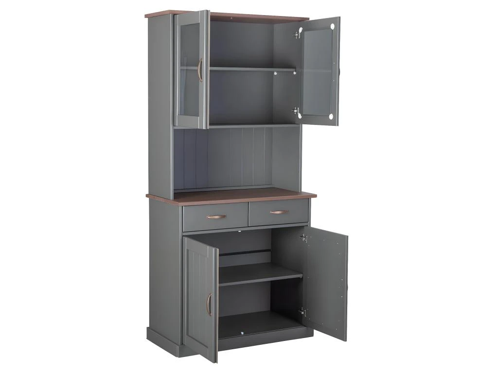 MELINA - Buffet Vaisselier 4 Portes 2 Tiroirs Coloris Gris – Image 2