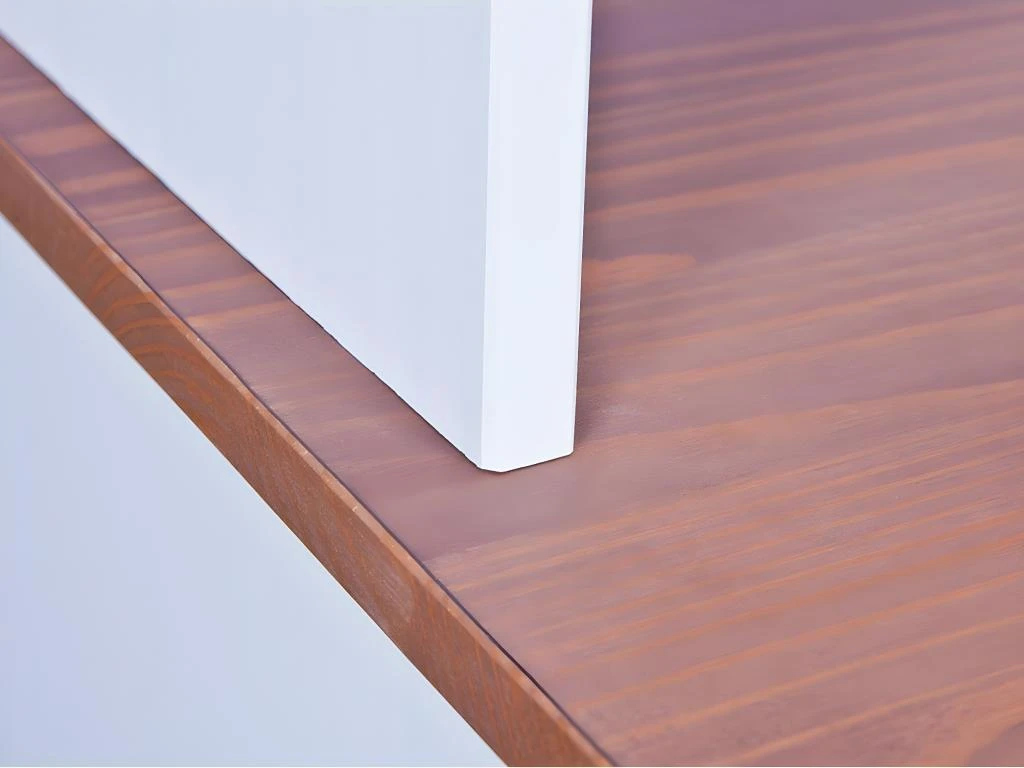 SOCOA - Buffet Vaisselier 5 Portes 6 Tiroirs Bois Massif Vernis Sepia Et Blanc – Image 4