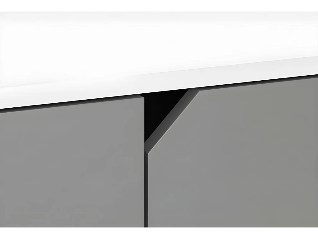 Vaisselier Design AOMORI 2 Tiroirs, 4 Portes, Coloris Blanc Et Gris Mat – Image 4