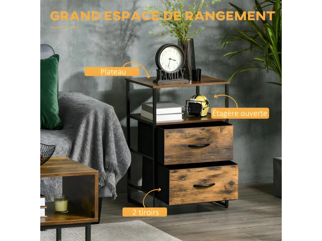 Meuble De Rangement Industriel ALICANTE Bois Et Noir – Image 5