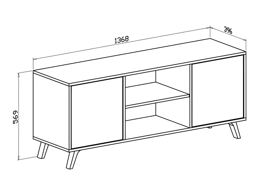 Meuble TV 140 Avec 2 Portes, WIND, Gris Anthracite, Portes Puccini, 140x40x57cm – Image 5
