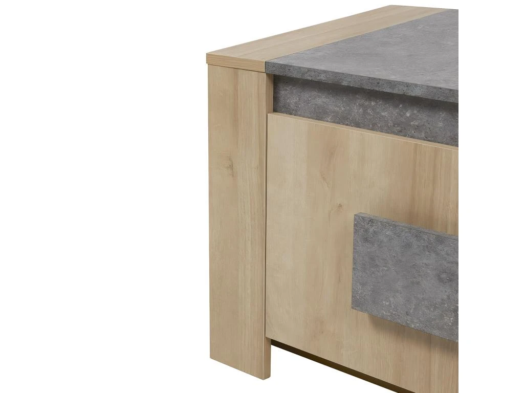 FANNY - Meuble TV 2 Portes Aspect Bois Et Pierre – Image 4