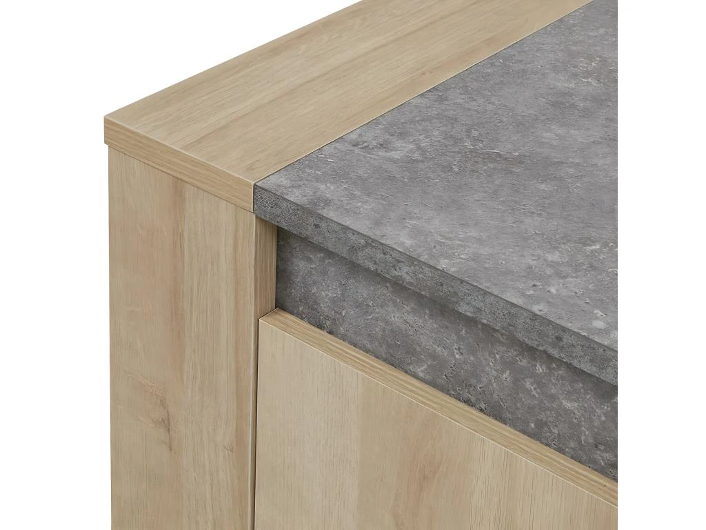 FANNY - Meuble TV 2 Portes Aspect Bois Et Pierre – Image 5