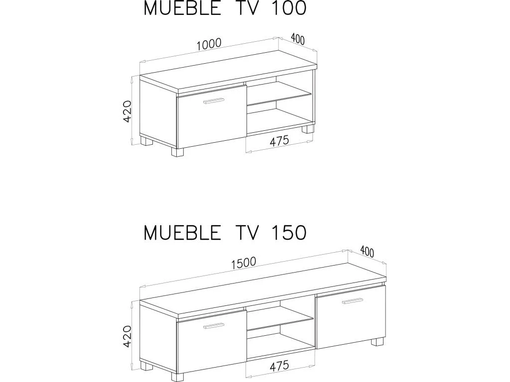 Meuble TV LED, Sejour, Blanc Mate Et Blanc Laque, 150 X 40 X 42 Cm – Image 3