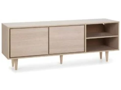 Meuble TV Denia 2 Portes Et 2 Niches Couleur Chêne, 140cm (Largeur)