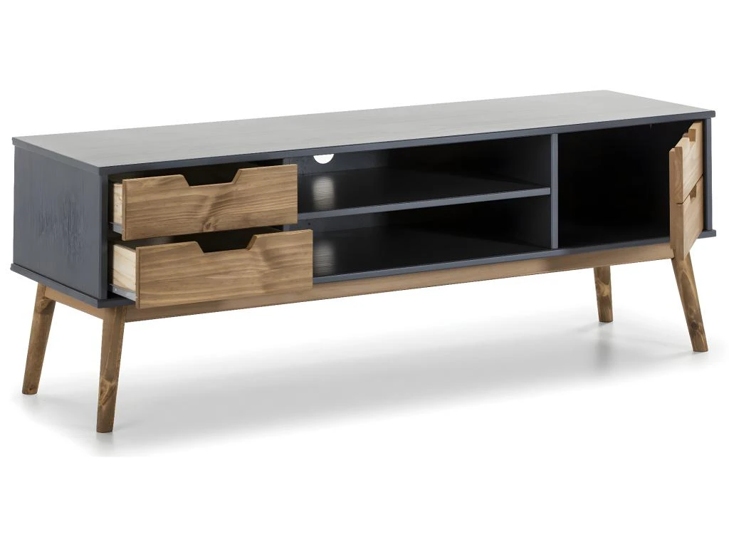 Meuble TV Java 1 Porte Et 2 Tiroir Colour Gris, 140 Cm – Image 2