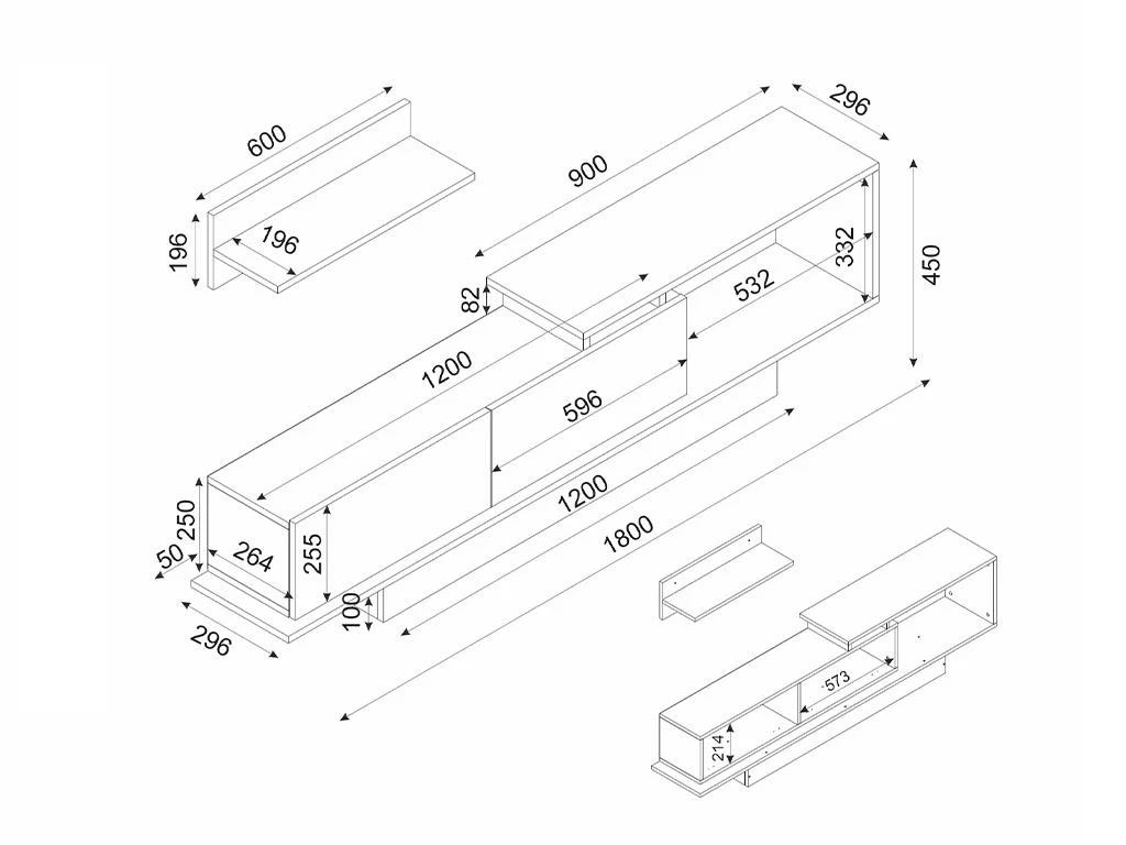 Ensemble TV Avec Rangements - Naturel Et Blanc - RANEBI II – Image 4