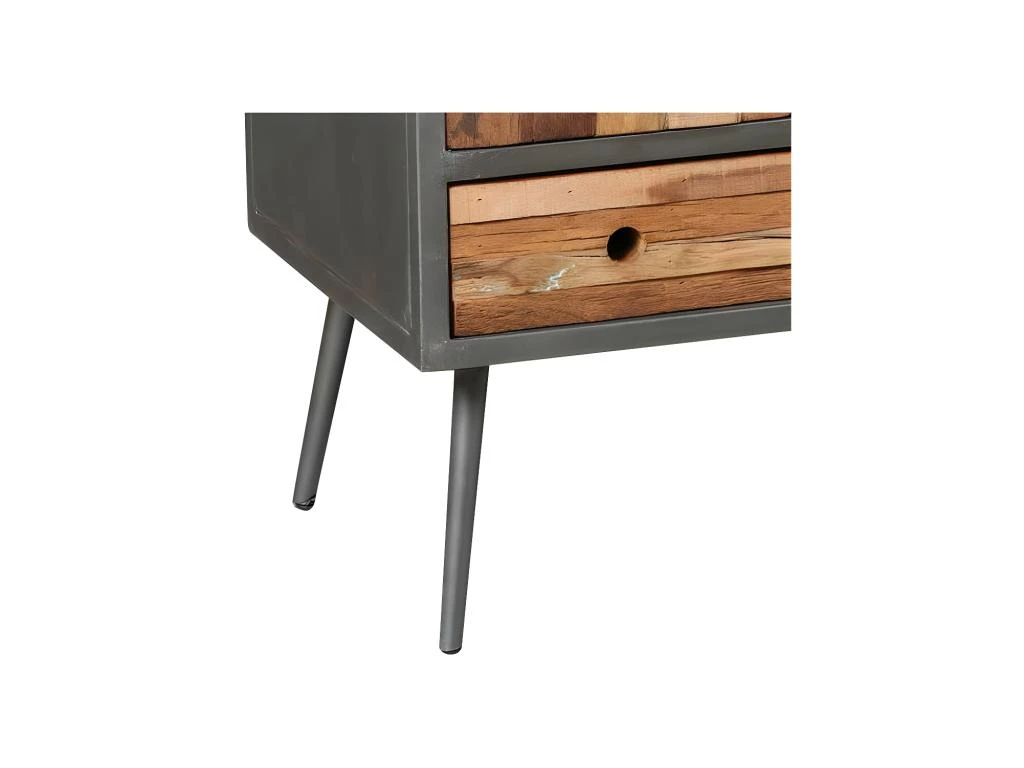 Meuble TV 4 Tiroirs 1 Porte Bois Massif Patchwork - ANZIA – Image 4