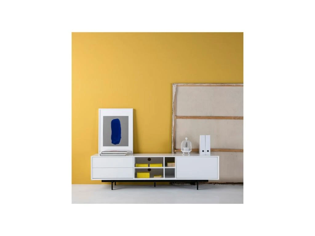 Meuble TV Blanc 2 Tiroirs 1 Porte - TRIBECA – Image 5