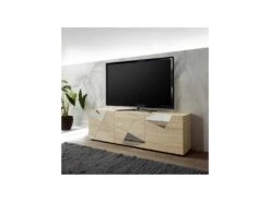 Meuble TV 3 Portes Finition Chêne - METRIA