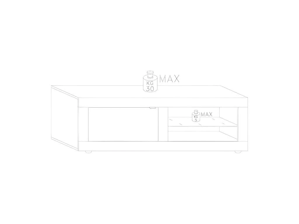 Meuble TV 1 Porte 2 Niches Blanc Laqué Brillant à LEDs Blancs - MATERA – Image 3