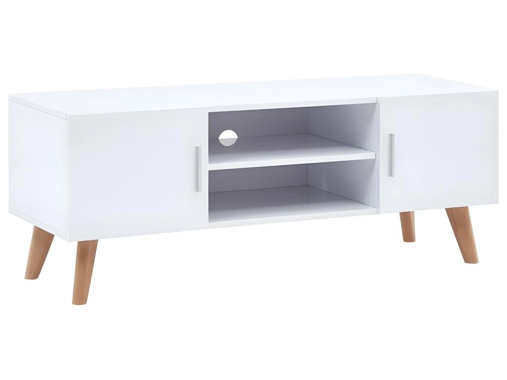 Meuble Télé Buffet Tv Télévision Design Pratique Blanc 120 Cm Mdf 2502115