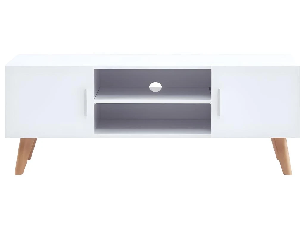 Meuble Télé Buffet Tv Télévision Design Pratique Blanc 120 Cm Mdf 2502115 – Image 2