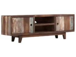 Meuble Télé Buffet Tv Télévision Design Pratique Bois D'acacia Massif Vintage 118 Cm 2502129