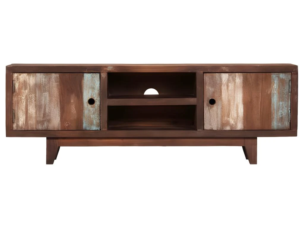 Meuble Télé Buffet Tv Télévision Design Pratique Bois D'acacia Massif Vintage 118 Cm 2502129 – Image 2