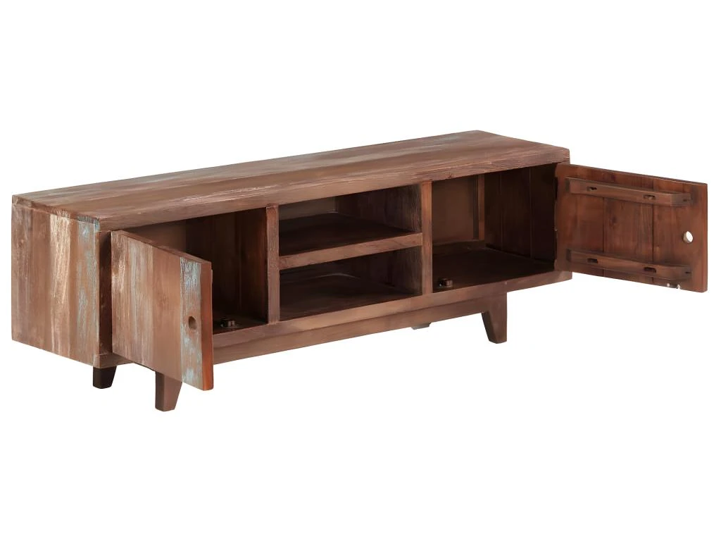 Meuble Télé Buffet Tv Télévision Design Pratique Bois D'acacia Massif Vintage 118 Cm 2502129 – Image 3