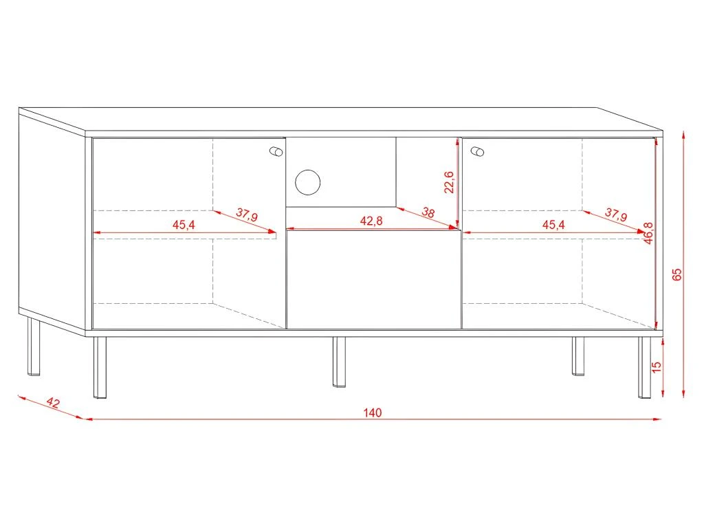Meuble TV Industriel 2 Portes Et 1 Tiroir - L140 Cm - Bospe – Image 5
