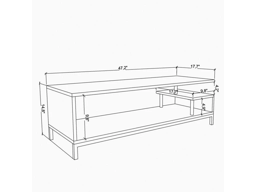 Meuble Tv Sena Design 100 % Panneau De Particules Plaqué Mélaminé En Couleur Blanc 120x37,6x44,6cm – Image 2