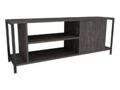 Meuble Tv Mississipi Design 100 % Panneau De Particules Plaqué Mélaminé En Couleur Marron Foncé Noir, 120x54x30cm