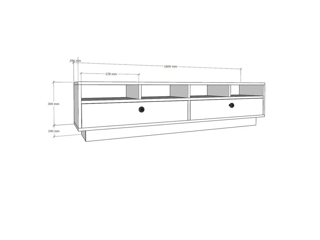 Meuble Tv Elba Design 100 % Panneau De Particules Plaqué Mélaminé En Couleur Atlantic Antracita 160x30x29,6cm – Image 2