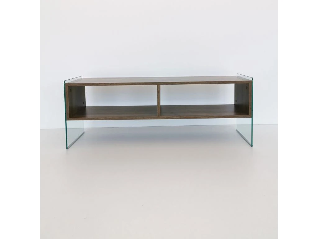 Meuble Tv Rhin Design 100 % Panneau De Particules Plaqué Mélaminé En Couleur Nogal, 120x45x35cm – Image 3