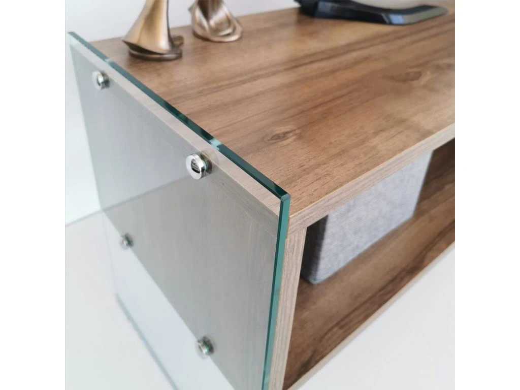 Meuble Tv Rhin Design 100 % Panneau De Particules Plaqué Mélaminé En Couleur Nogal, 120x45x35cm – Image 4