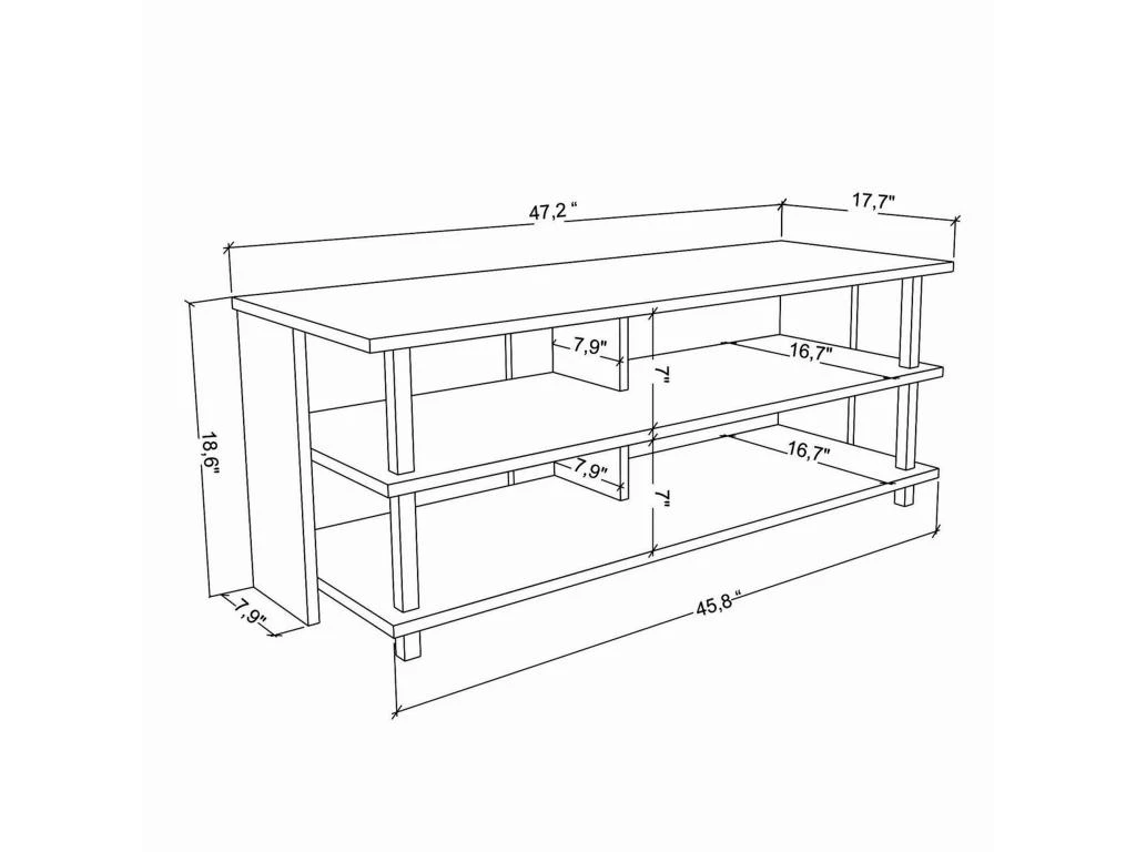 Meuble Tv Sena Design 100 % Panneau De Particules Plaqué Mélaminé En Couleur Blanc120x47,4x44,6cm – Image 3