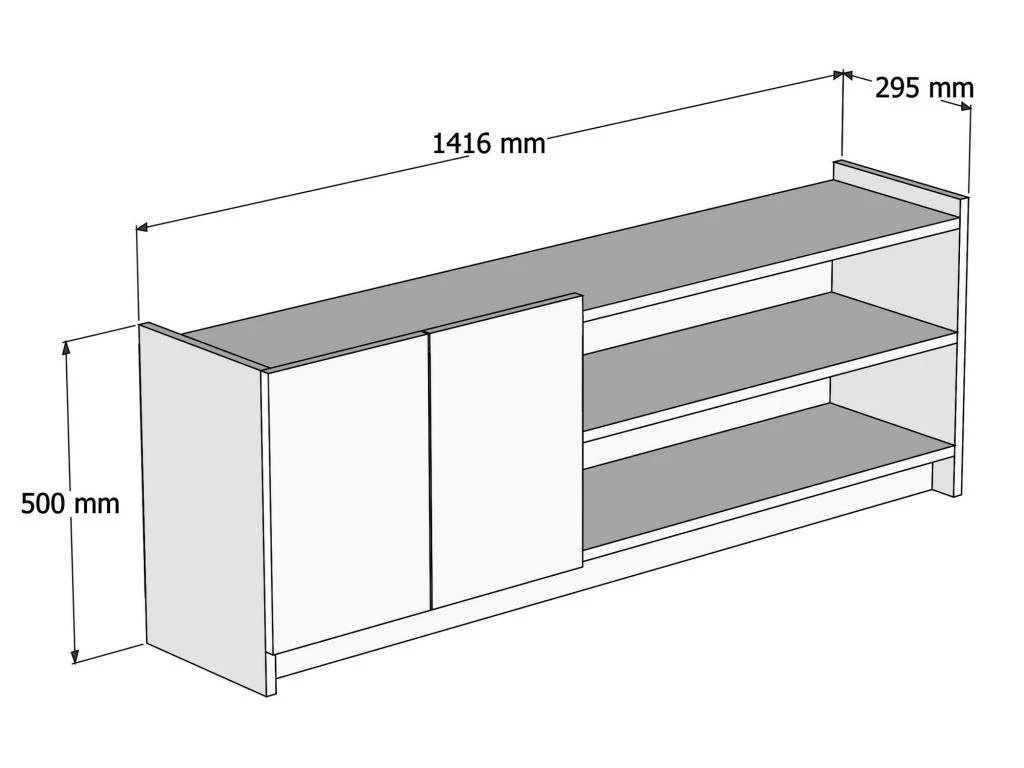 Meuble Tv Niger Design 100 % Panneau De Particules Plaqué Mélaminé En Couleur Blanc, 141x50x29,5cm – Image 5